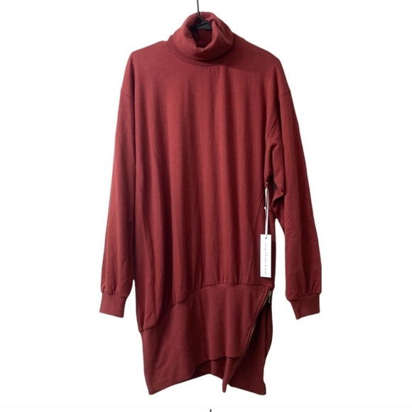YOUNG FABULOUS AND BROKE Turtleneck Sweater Tunic Side Zipper Mini Dress - Picture 6 of 6
